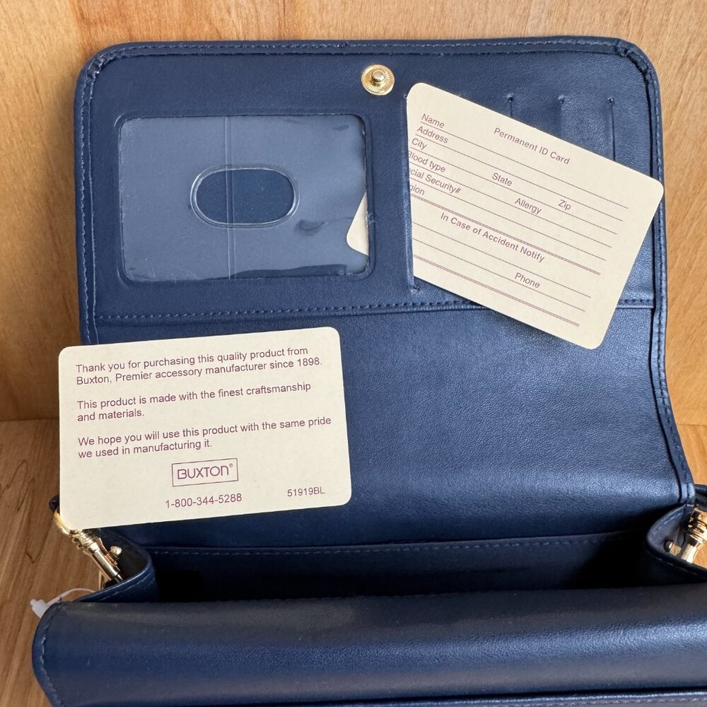 Buxton Mini Bag NWT Crossbody Navy Leather - Picture 11 of 16